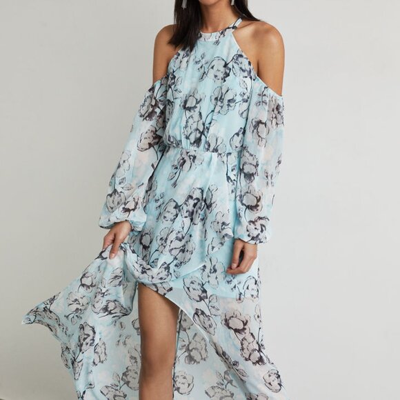 NWT BCBG MAXAZRIA isabele LONG Maxi DRESS Gown LIGHT AZURE COMBO Size 8 - Picture 1 of 5